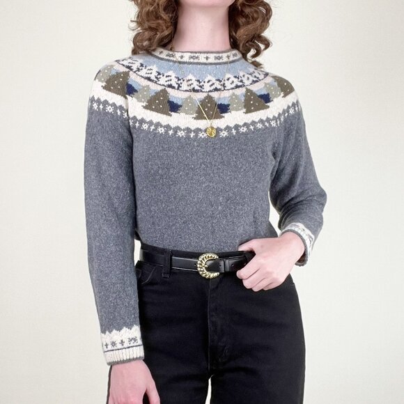 Vintage Fair Isle Wool Cotton Sweater Scandinavian Winter Scandi Girl Christmas - Picture 1 of 8